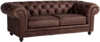 Sofa 2,5-Sitzer Kathe Bezug Echtleder (Antikoptik) Buche nussbaum dunkel / braun 22514