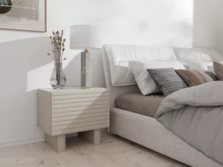 Vente-unique - LUDIMA Nachttisch Holz, Platte Beige - B 36,8 cm x H 46,1 cm x L 50 cm