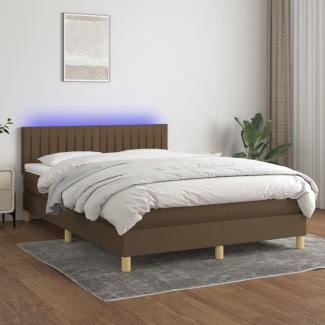 Boxspringbett mit Matratze & LED Stoff Dunkelbraun 140 x 200 cm