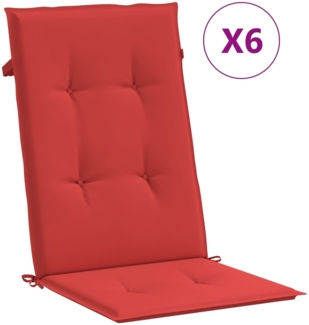 vidaXL Gartenstuhlauflagen für Hochlehner 6 Stk. Rot 120x50x3 cm Stoff 314110