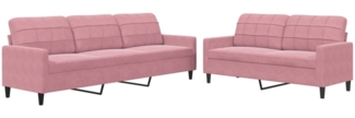vidaXL 2-tlg. Sofagarnitur mit Kissen Rosa Samt 3278474