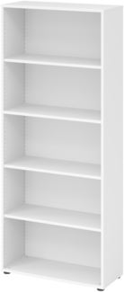 bümö Regal weiß, Standregal aus Holz für 5 Ordnerhöhen - Bücherregal 80 cm breit, Aktenregal für Ordner & Bücher, Büroregal, Holzregal, Ordnerregal, Aufbewahrungsregal, Buchregal, 4000-W