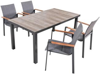 5-tlg. Alu Tischgruppe RANA Set Garten Sitzgruppe Outdoor Grau Metall Kunststoff