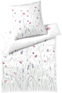 Elegante Mako Satin Bettwäsche Highlife 24556-0 weiß geblümt 135x200