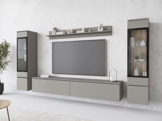 Wohnwand Doppo II, ohne Beleuchtung, Farbe: Cashmerebeige