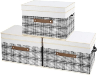 LuxusKollektion Aufbewahrungsbox Faltbare Aufbewahrungsbox mit Deckel Patchwork-Design Grau 38x25x25cm
