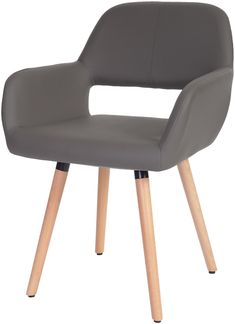 Esszimmerstuhl HWC-A50 II, Stuhl Küchenstuhl, Retro 50er Jahre Design ~ Kunstleder, grau, helle Beine