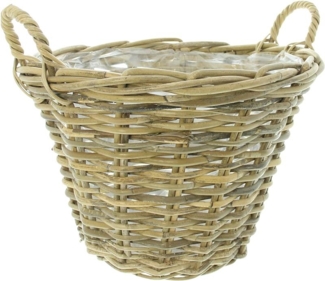 Pflanzkorb "Spaltrattan" Ø 35x25 cm groß, aus Rattan, rund, Blumentopf, Pflanzkübel, Pflanztopf für Draußen, Blumenkübel