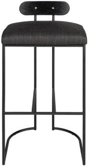 Casa Padrino Designer Barstuhl Schwarz 46 x 46 x H. 92 cm - Moderner Barhocker mit pulverbeschichtetem Stahl - Luxus Barmöbel