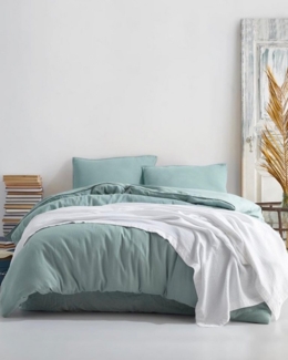 Sandiik Bettwäsche Bio-Musselin in Eukalyptusgrün 135x200 cm mit Reißverschluss