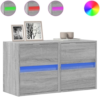 vidaXL TV-Wandschränke LED-Beleuchtung 2 Stk. Grau Sonoma 41x31x45 cm 852282