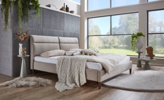 ATLANTIC home collection Polsterbett Madita, 180x200cm, mit organischer Kopfteilform, luxuriös gepolstertes Kopfteil, Bezugstoff mit Melange-Effekt