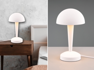 LED Tischleuchte CANARIA aus Metall mit Touchfunktion Weiß Gold, Höhe 26cm