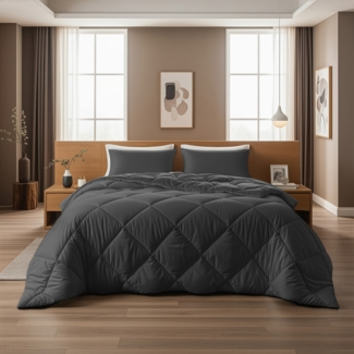 Sleeptime Bettdecke Diamond – waschbar, 4 Jahreszeiten, Anthrazit