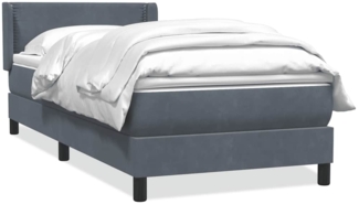 vidaXL Boxspringbett mit Matratze Dunkelgrau 80x210 cm Samt 3318010