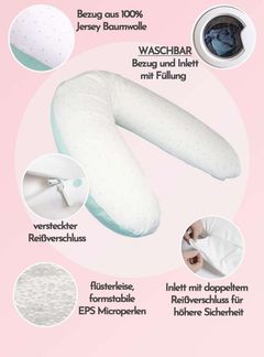 pic Bear Stillkissen PREMIUM 194 cm, Punkte Bunt + Unterseite Bay : Punkte Bunt + Unterseite Bay