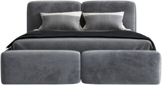 Polsterbett OLKE 90x200 mit Matratze, Bettkasten und Lattenrost. Farbe: Anthracite 18