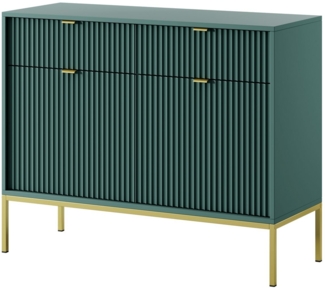 Compleo Kommode schmal, Breite 104 cm Modern Kommode mit 2 Schubladen NANCY, Glamour Flur