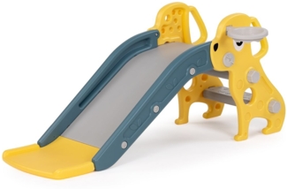 Chipolino Kinderrutsche Welpe 116 cm Rutschlänge Basketballkorb Ball ab 1 Jahr gelb