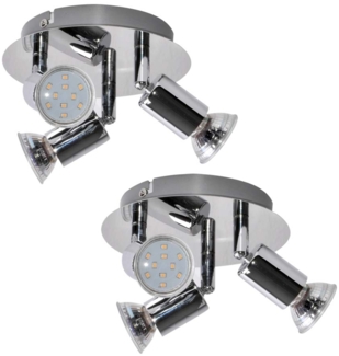 2x LED Deckenlampe, chrom, bewegliche Spots, IP44, D 16 cm