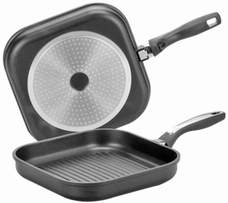 Steakpfanne DELTA 28 x 28 cm Aluguss mit Antihaft-Beschichtung / Bratpfanne / Pfanne induktionsfähig / Karl Krüger / Grillpfanne