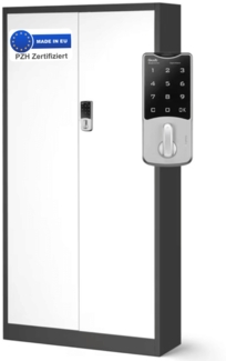 Metallschrank abschließbar ODIS - Zahlenschloss, 5 Ebenen | Aktenschrank Büroschrank Stahl Mehrzweckschrank Werkstatt Werkzeugschrank, 185x90x40cm Anthrazit-Weiß