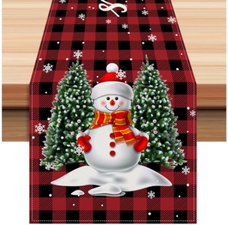 LAPAPRO Tischläufer Weihnachtlicher Tischläufer aus Leinen, festliche Tischdekoration