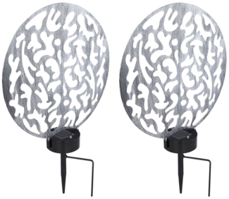 2er Set LED Solar-Steckleuchte, Lichteffekt, antik silber, H 41 cm