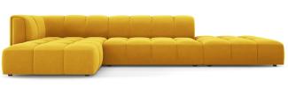 Micadoni Modulares Ecksofa Serena 5-Sitzer, offene Seite, Samtstoff Beige, Gelb, Links