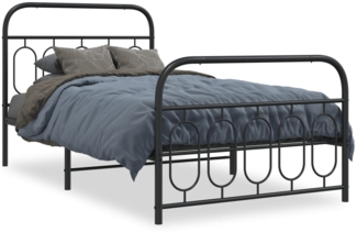 vidaXL Bettgestell mit Kopf- und Fußteil Metall Schwarz 100x190 cm 377129