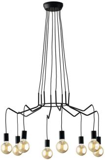 8 flammiger LED Kronleuchter Ø85cm Schwarz - minimalistisch moderne Spinnenlampe