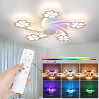 OULENBIYAR Deckenleuchte Leise Deckenventilator mit Beleuchtung, 85W Deckenlampe Mit Ventilator, LED fest integriert, Kaltweiß, Neutralweiß, Warmweiß, 6 Geschwindigkeit Blume Deckenleuchte,mit Fernbedienung Dimmbar
