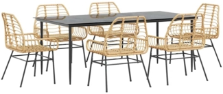 vidaXL 7-teiliges Garten-Esszimmerset Braunes Polyrattanglas 3334448