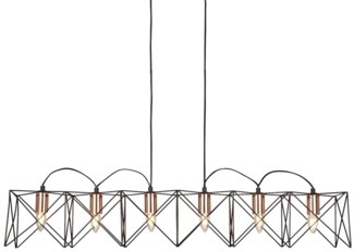 Hängeleuchte, Käfig Design, schwarz, H 145 cm, ANTHEA