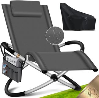 KESSER® Relaxliege Liegestuhl | Gartenliege | Gartenstuhl | Klappstuhl faltbar | Schwungliege | Schaukelsessel | ergonomische Relaxsessel | wetterfest | 180 kg Belastung | 174 x 78 x 89 cm Anthrazit - mit Set