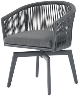 riess-ambiente Gartenstuhl ROPE anthrazit- Aluminium, inkl. Kissen, In- und Outdoor, 360° drehbar (Einzelartikel, 1 St), wetterfester Gartensessel mit Geflecht - ideal für Balkon & Terrasse