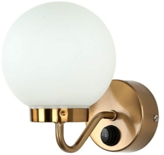 Licht-Erlebnisse Wandleuchte TOGO, ohne Leuchtmittel, Badlampe mit Schalter IP44 in Messing Kugel spritzwassergeschützt