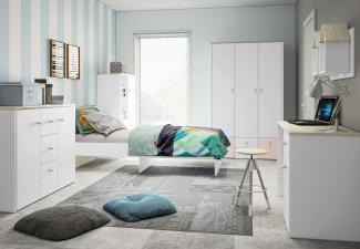 Stylefy Molli Kinderzimmer-Set VI Weiß Buche Fjord Hellrosa