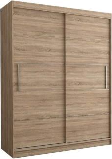 MOEBLO Kleiderschrank LARA 06 (mit dekorativen Elementen aus Aiminium, Schwebetürenschrank 2-türig Schrank, Gaderobe mit vielen Einlegeböden und Kleiderstange), (BxHxT): 150x200x61 cm