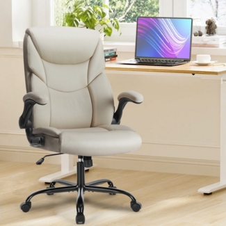 DUMOS Chefsessel Ergonomic Bürostuhl Pu-Leder Office Chair Armlehnen Drehbaren Rädern, Höhenverstellung