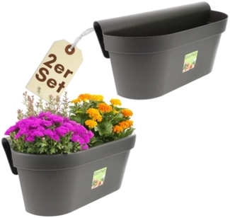 GarPet Balkonkasten 2x Geländerkasten Balkon mit Wasserspeicher Blumen Topf Kasten