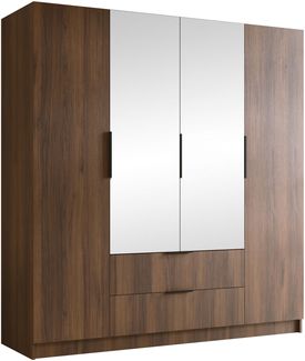 Kleiderschrank Sozor II (Farbe: Nuss Warmia / Nuss Warmia + Schwarz)