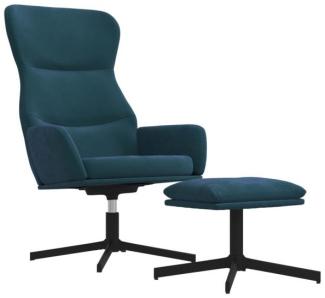 vidaXL Relaxsessel mit Hocker Blau Samt, Drehbar [3097494]