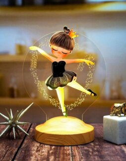 Geschenkelampe LED Nachttischlampe Ballerina Nachtlicht 3D UV Druck Geburtstagsgeschenk Balletttänzerin, Leuchte 7 Farben fest integriert, Geschenk für Mädchen, Tochter, Babys