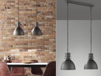 Pendelleuchte Industrial Style 2 flammig in Schwarz mit LED dimmbar