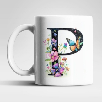 WS-Trend Tasse Name A bis Z Blumen Schmetterlinge Kaffeetasse Teetasse Geschenkidee, Keramik