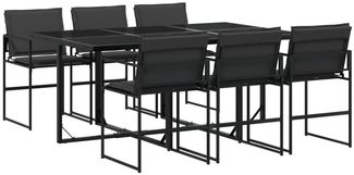 vidaXL 7-tlg. Garten-Essgruppe mit Kissen Schwarz Textilene 3295074