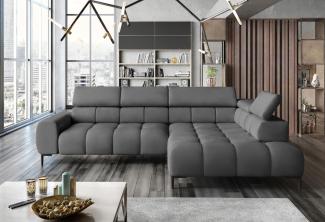 Stylefy Plazetti Ecksofa Kunstleder MADRYT Rechts Silber