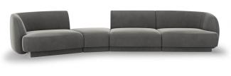 Micadoni Modulares Sofa Miley 4-Sitzer Links Samtstoff Hellgrau