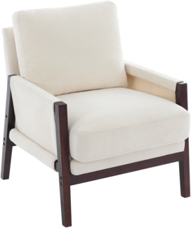 Merax Relaxsessel, Einzelsessel, Polstersessel, Lesesessel, Loungesessel, Massivholzgestell, Samtstoff, Beige